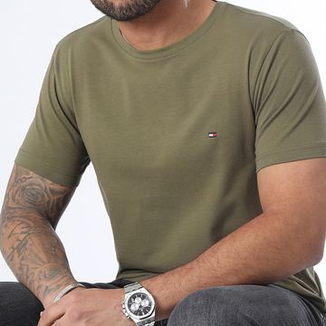 Tommy Hilfiger - Maglietta Slim Stretch 0800 Verde Khaki