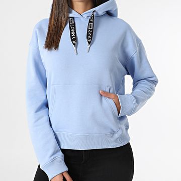 Tommy Jeans - Felpa con cappuccio con coulisse e logo 7794 Azzurro Donna