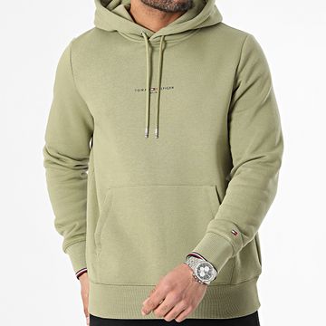 Tommy Hilfiger - Felpa con cappuccio con logo 2673 verde cachi