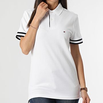 Tommy Hilfiger - Polo donna slim a manica corta Monotype Cuff 4737 Bianco