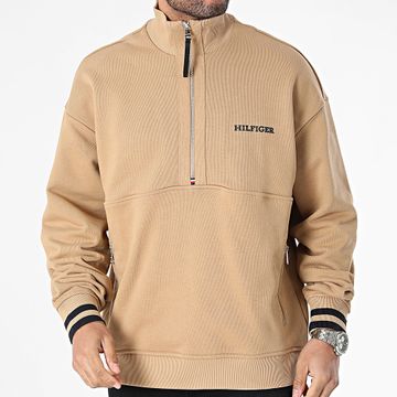 Tommy Hilfiger - Monotype 4404 Felpa con collo a zip color cammello