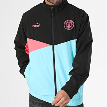 Puma - Giacca con zip Manchester City 777099 Nero Azzurro Rosa