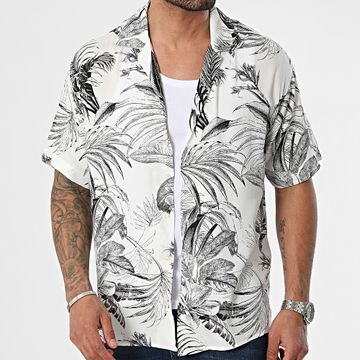 Jack And Jones - Guru Camicia a maniche corte monocromatica bianca e floreale