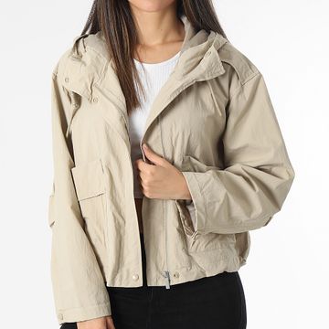Only - Giacca con zip con cappuccio Mamba Beige da donna