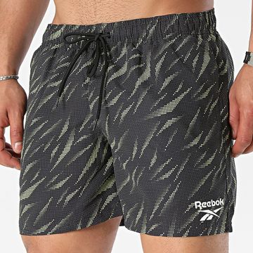 Reebok - L5-71069 Pantaloncini da bagno nero giallo
