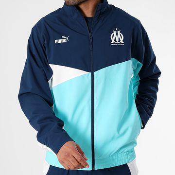 Puma - OM Woven 777098 Blu Turchese Bianco Marina Giacca con zip