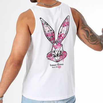 Looney Tunes - Bugs Bunny Graffiti Canotta rosa retro bianco