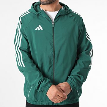 Adidas Sportswear - Tiro24 IM8810 Giacca con cappuccio e zip a righe Verde scuro Bianco