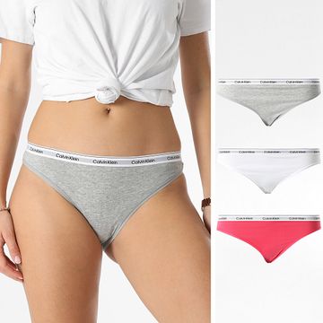 Calvin Klein - Set di 3 mutandine da donna 5207 Rosa Bianco Grigio Heather