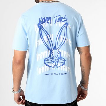 Looney Tunes - Tee Shirt Oversize Bugs Bunny Back Color Spray Blu Pastello