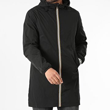 Kymaxx - Giacca a vento lunga con cappuccio nero