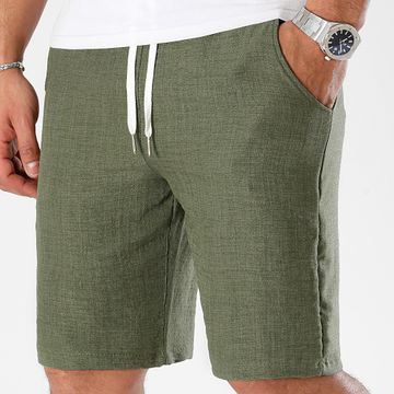 LBO - Pantaloncini Chino effetto lino 1208 Verde Khaki