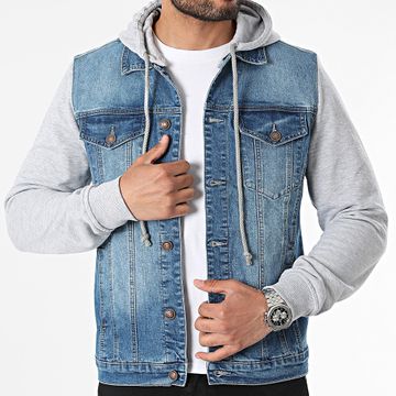 Classic Series - Giacca di jeans con cappuccio blu denim Grigio erica