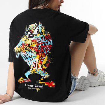 Looney Tunes - Maglietta da donna oversize grande Taz Graff nero