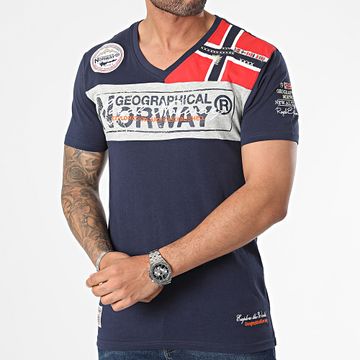 Geographical Norway - Jidney - T-shirt con scollo a V - blu navy