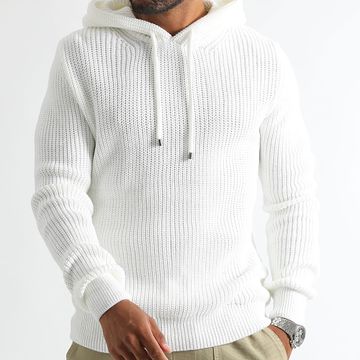 LBO - Maglione con cappuccio lavorato a maglia 0518 Bianco