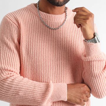LBO - Rosa 1274 Maglione girocollo a maglia larga