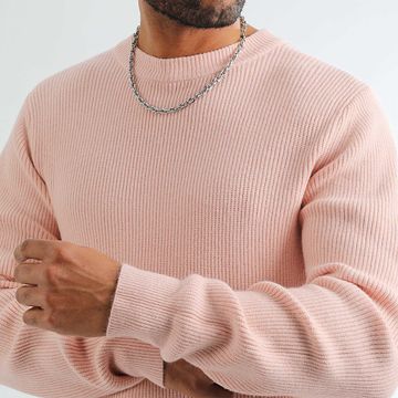 LBO - 1258 Maglione a girocollo in maglia rosa pallido