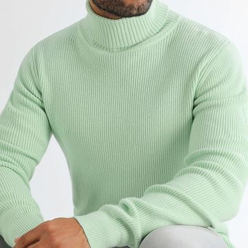 LBO - Maglione a collo alto in maglia verde menta 1268
