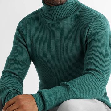 LBO - Maglione a collo alto lavorato a maglia 1271 verde bottiglia
