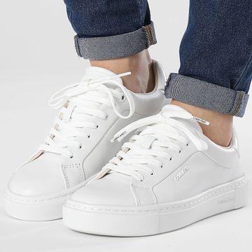 Calvin Klein - Cupsole Lace Up Sneakers Donna HW0HW02119 Triplo Bianco