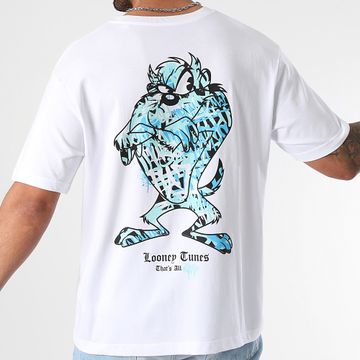 Looney Tunes - Maglietta oversize Large Icy Taz Back Bianco
