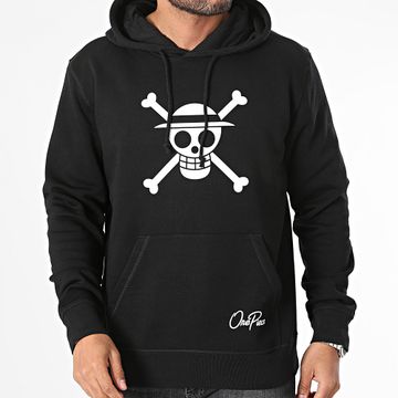 One Piece - Felpa con cappuccio Mugiwara Front Black White