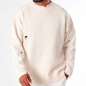 LBO - Destroys 1204 Beige Maglione girocollo a maglia larga