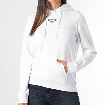 Tommy Jeans - Felpa con cappuccio donna Essential Logo 8378 Bianco