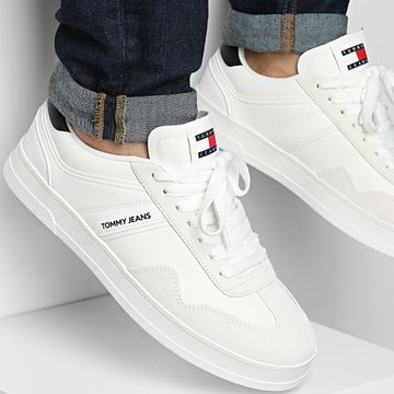 Tommy Jeans - Sneakers in pelle Retro Cupsole 1414 Ecru