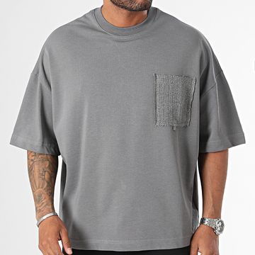 2Y Premium - Maglietta con tasca oversize grigio antracite