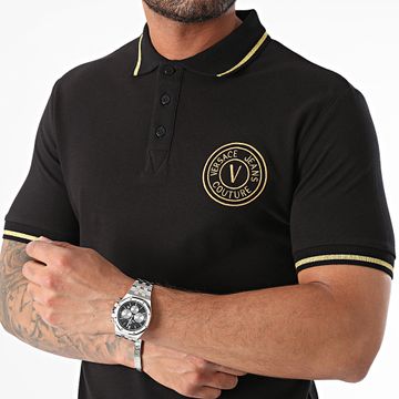 Versace Jeans Couture - Polo manica corta Vemblem ricamo oro 77GAGT00-CJ01T Nero Oro
