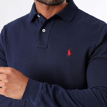 Polo Ralph Lauren - Polo Slim a manica lunga personalizzata Original Player Navy Blue
