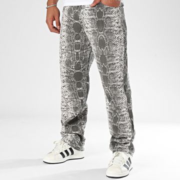 2Y Premium - Jeans dal taglio rilassato Bianco Grigio Serpente