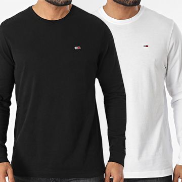 Tommy Jeans - Set di 2 magliette a maniche lunghe 0731 bianco nero