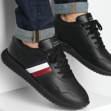 Tommy Hilfiger - Cestini Runner Evo Leather Mix Essential 5121 Nero