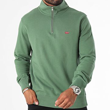 Levi's - A8606 Felpa verde con collo a zip
