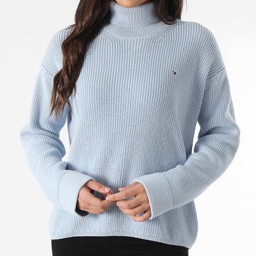 Tommy Hilfiger - Maglione donna con scollo a rotella Cardigan Stitch 3094 Azzurro
