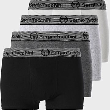 Sergio Tacchini - Set di 4 boxer bianchi e neri grigio scuro