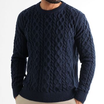 LBO - Maglione girocollo ritorto Navy 1428