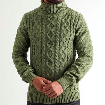 LBO - Maglione dolcevita ritorto verde kaki 1438