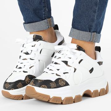 Guess - Sneakers donna FLFBRAFAL12 Bianco Marrone