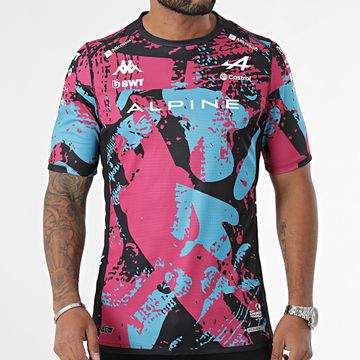 Kappa - Maglietta Kombat 2024 Alpine F1 361W44W Nero Rosa Azzurro