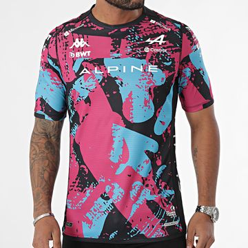 Kappa - Maglietta Kombat 2024 Ocon Alpine F1 361W46W Nero Rosa Azzurro