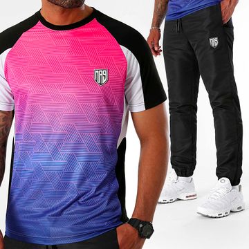 MA9 Mafia Nueve - Gradiente Electric Night Faster Set di maglietta e pantaloni da jogging neri