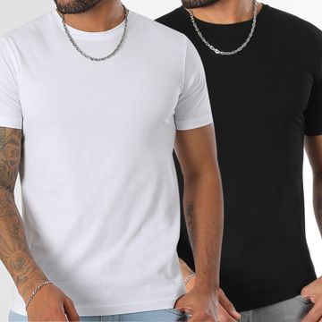 LBO - Set di 2 camicie a girocollo 3520 nero bianco