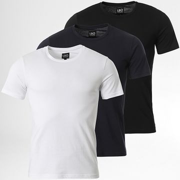 LBO - Set di 3 camicie a girocollo 3526 nero bianco blu navy