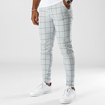 Frilivin - Pantaloni chino skinny a quadri grigio chiaro
