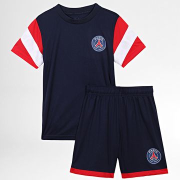 PSG - P24131C Set di maglia da calcio e pantaloncini da jogging da bambino, rosso bianco e blu navy