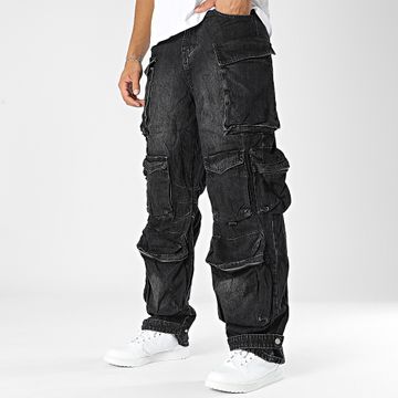 Frilivin - Pantaloni Cargo Jean neri dal taglio rilassato